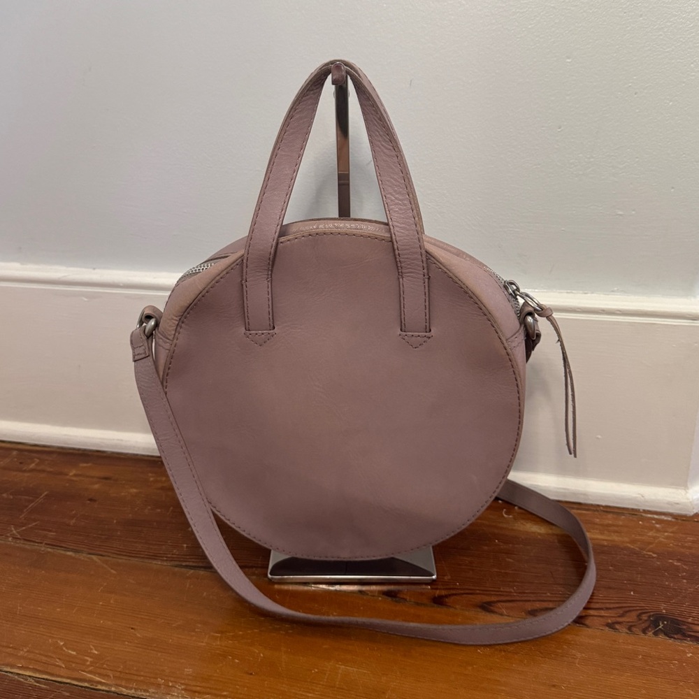 Madewell Juno Gray Leather Round Crossbody Top Handle Bag Handbag Medium